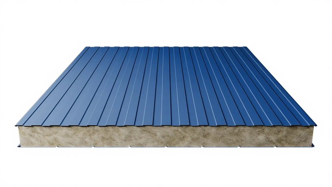 Стеновая сэндвич-панель с минватой 50 мм цвет RAL (полиэстер) верх 0,5 мм / низ 0,7 мм (ширина 1200 мм)